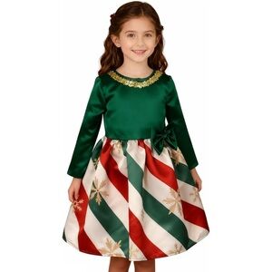 Festive Green and Red Kids Costume Dress